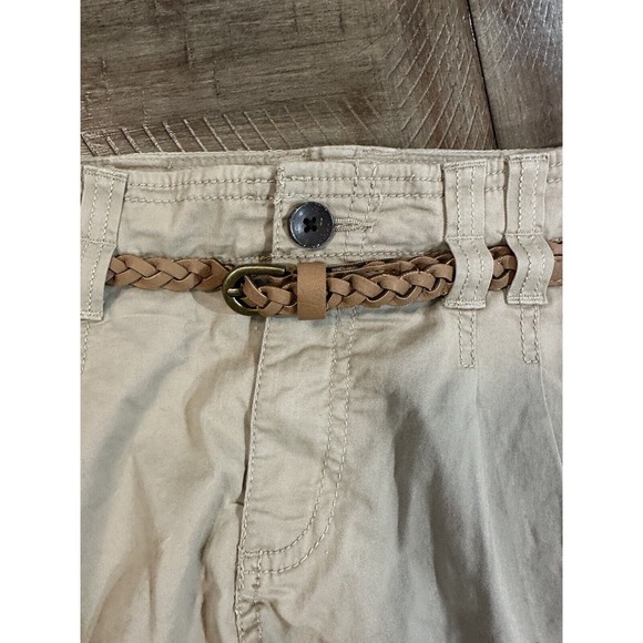 NWT Sonoma Women’s Size 12 Tan Khaki MidRise Belted Modern Short Comfort Stretch - Picture 7 of 16
